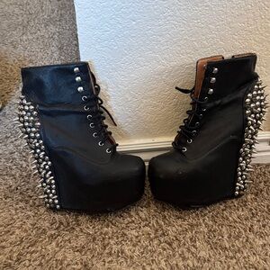 Jeffrey Campbell Black Studded Platform Boots